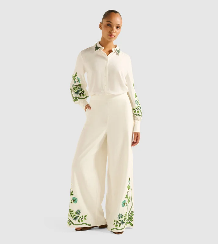 forever new Rosalia Embroidered Wide Leg Pant